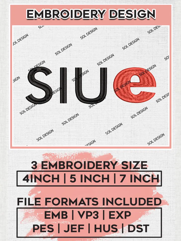 NCAA SIUE Cougars Team Writing Logo Embroidery Design Files, NCAA SIU Edwardsville Cougars Machine Embroidery, NCAA Teams, 3 sizes, NCAA Machine embroidery designs, Digital Download