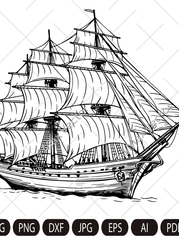 Pirate Ship Svg, Ship Svg, Sail boat Svg, Pirate Ship Clipart, Pirate Ship Cricut, Sea Ship Svg, Pirate Ship Shirt, Pirate Png