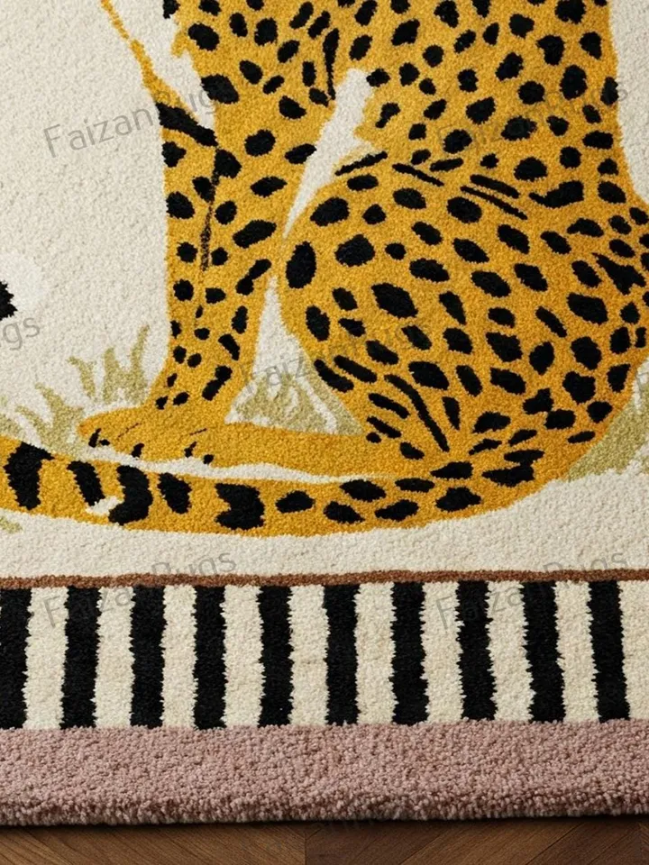 Cheetah rug, modern hand tufted rug, Handmade, Wool rug, rugs for bedroom, customized area rug, Bedroom rug, 9x12 area rug, animal rug, rug.