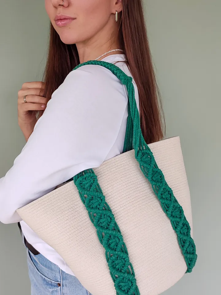 Macrame Summer Tote Bag - Womens Essential for Beach and Everyday Use
