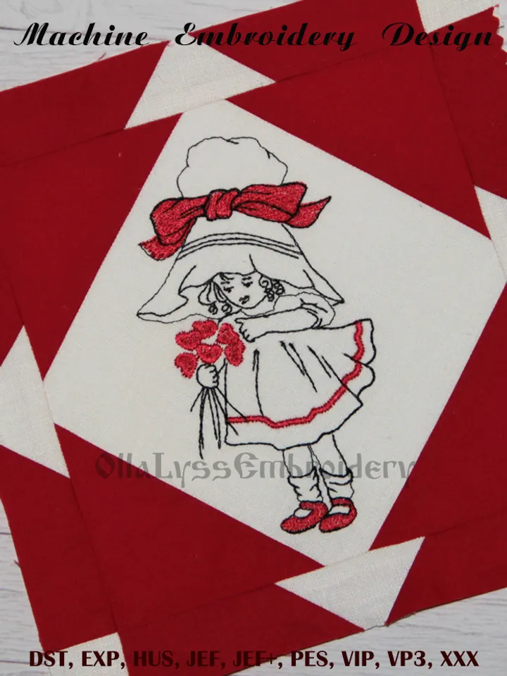 Valentine Sunbonnet embroidery design