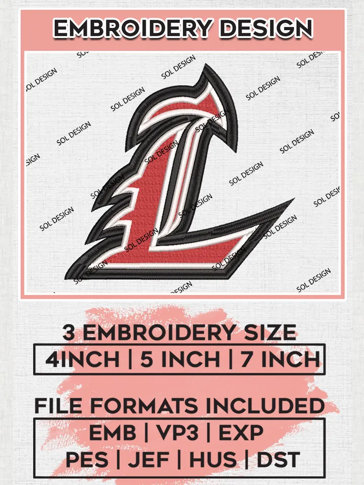 NCAA Louisville Cardinals Team L Letter Logo embroidery designs, NCAA Louisville Cardinals Logo Machine embroidery designs, NCAA Team Logo embroidery designs, NCAA Game Day Machine embroidery designs, Digital Download
