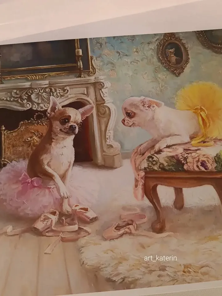 print of oil painting Chi with pointers