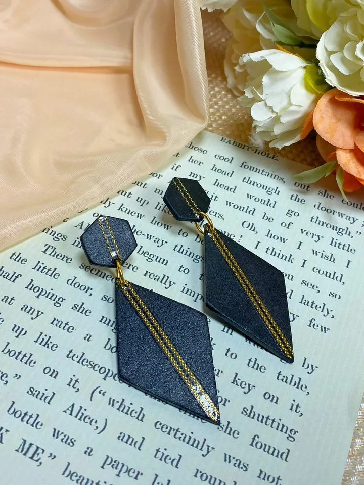 Handmade matte black earrings.