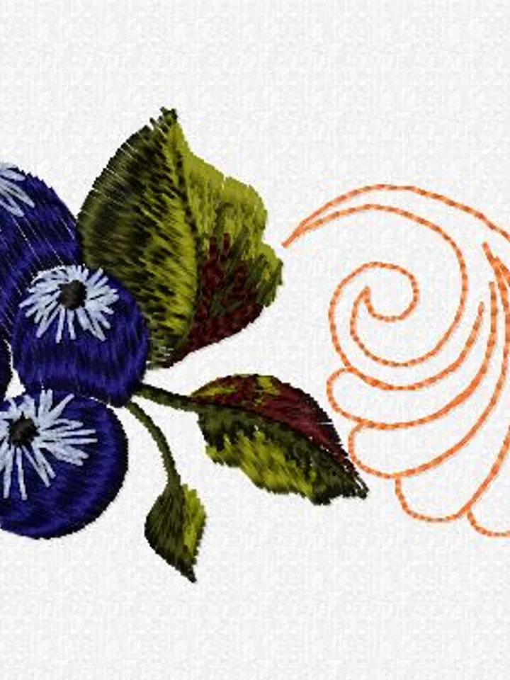 Set blue flower Machine Embroidery Design