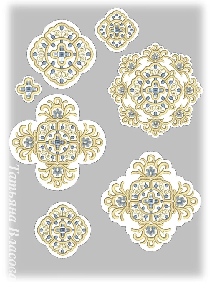 "Set of crosses" designs for machine embroidery.