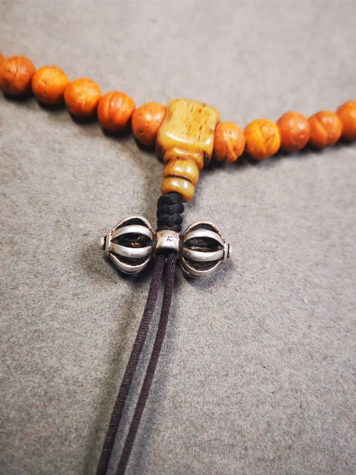 Gandhanra Handmade Sterling silver Tibetan Vajra Amulet Pendant for Mala,Prayer Beads,Jewelry Accessories,0.95"