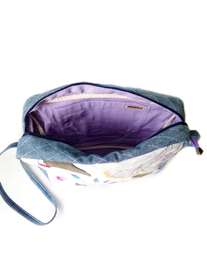 Handcrafted Denim Shoulder Bags: Handmade Embroidered Fabric Women's Handbags - Functional Accessories in Boho Style. FREE SHIPPING!