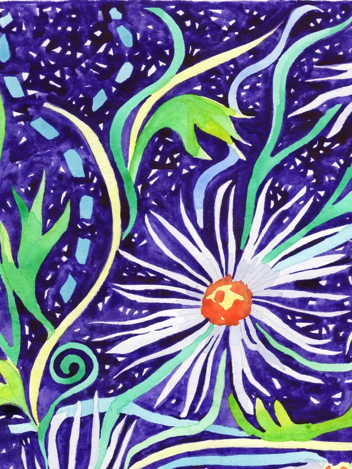 Original watercolour painting. Flower. Abstraction.