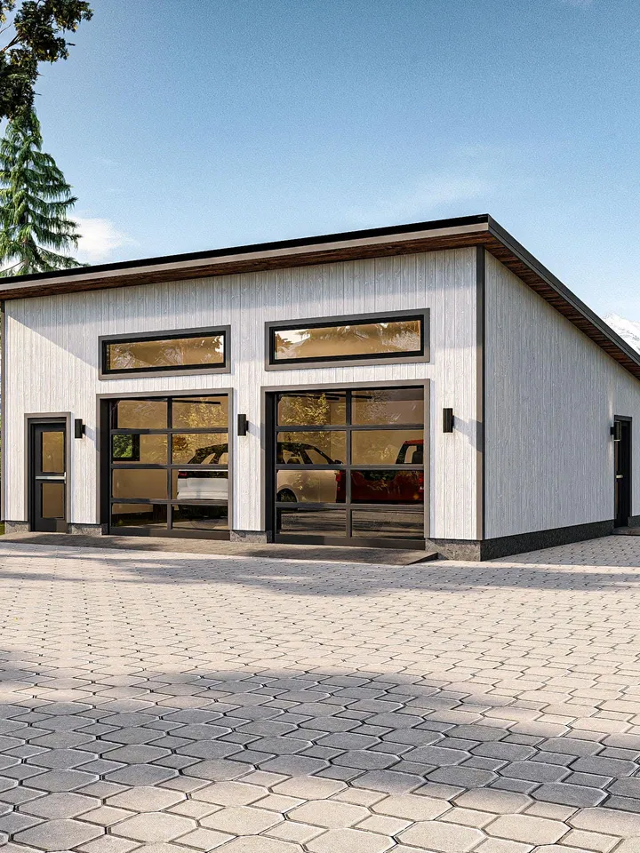 Modern Two-Car Garage Design with Storage | Building Plans for Detached Garage | PDF Download