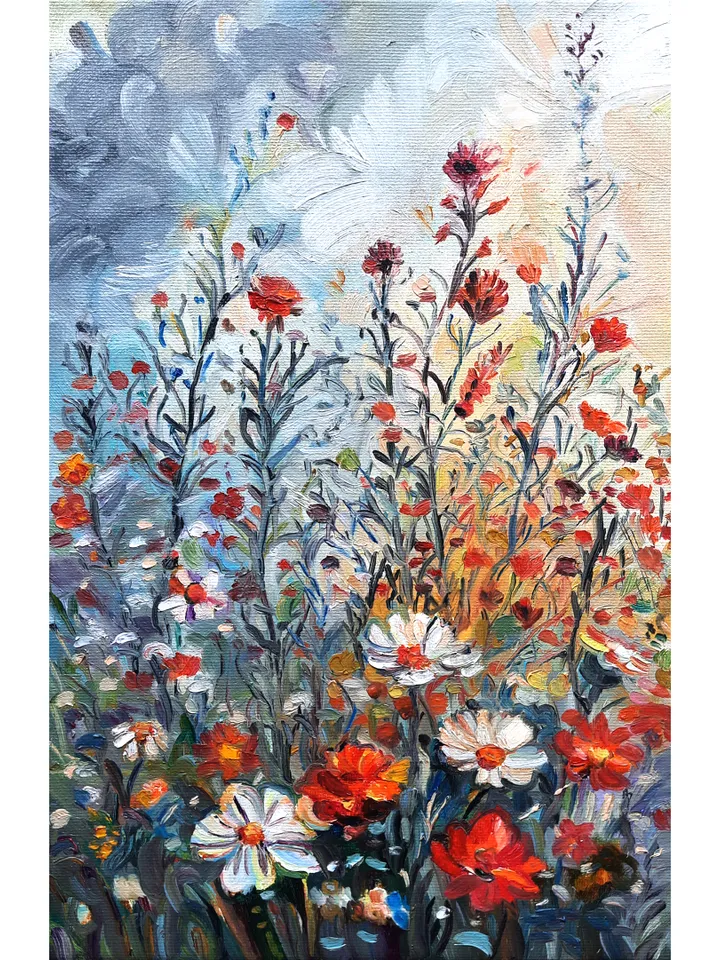 Meadow Painting Original Oil Art Small Artwork Oil On canvas 12*8