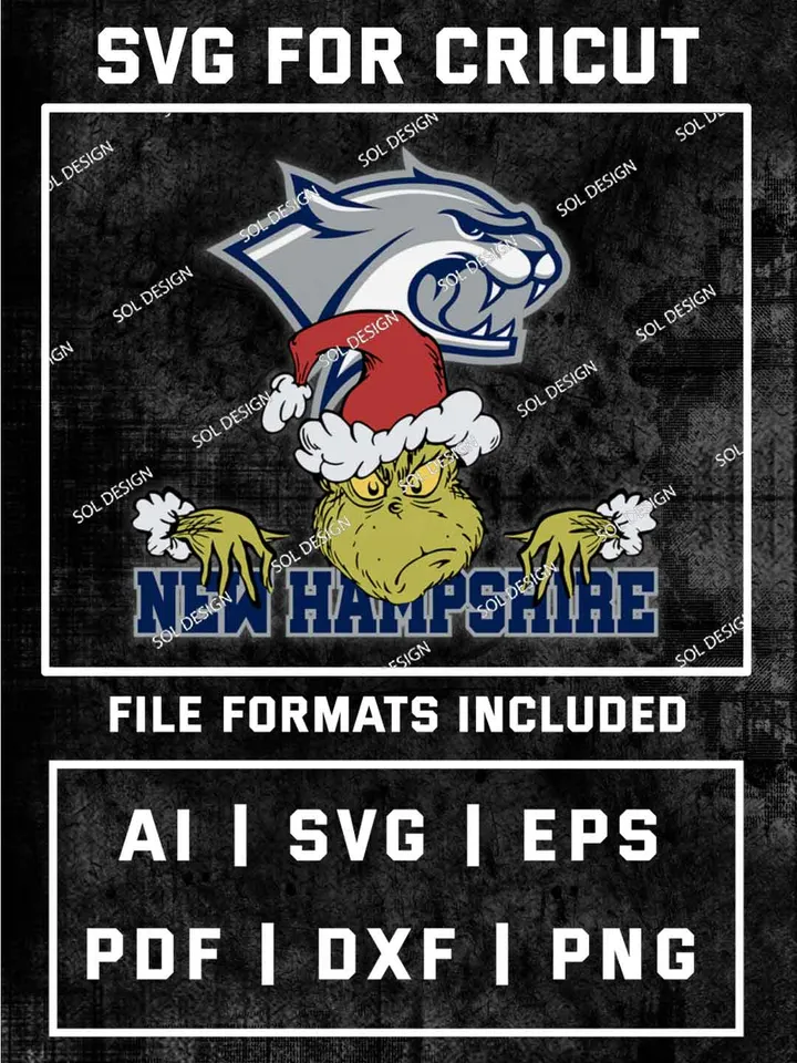 Grinch New Hampshire Wildcats SVG, NCAA SVG Design, NCAA UNH Wildcats SVG, NCAA Wildcats Cricut, Christmas Svg, Grinch svg, Digital Download