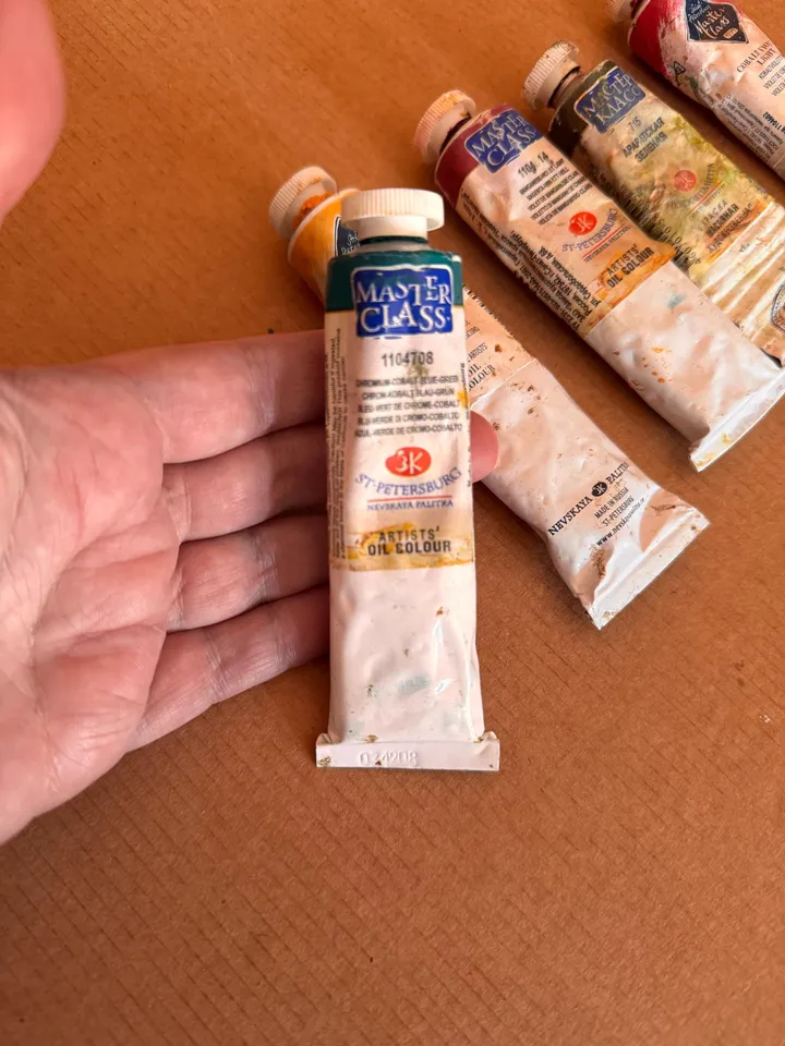 Oil Paints Tubes 46 ml/ 1.55 oz Professional Paints Used Oil Painting Set of 5