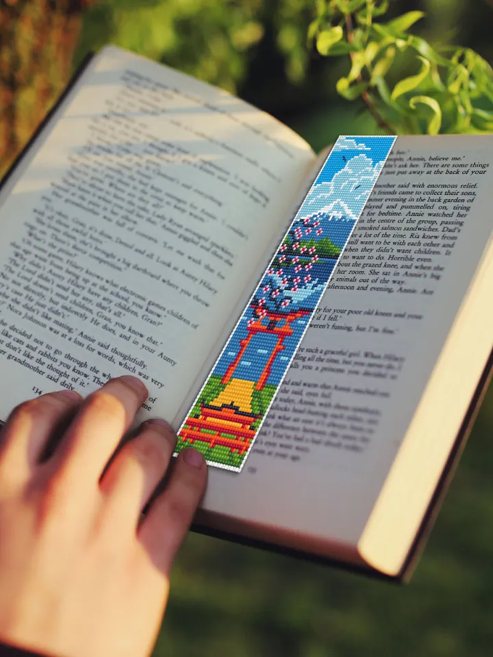 Bookmark Japan cross stitch pattern digital PDF Handmade bookmark nature cross stitch Spring xstitch chart Beginners Cross Stitching #B25