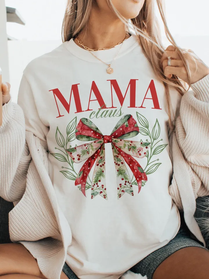 Mama Claus PNG, Coquette bow Christmas png, Christmas Season Png, Christmas png, Retro Christmas Shirt PNG, Pink Christmas png files