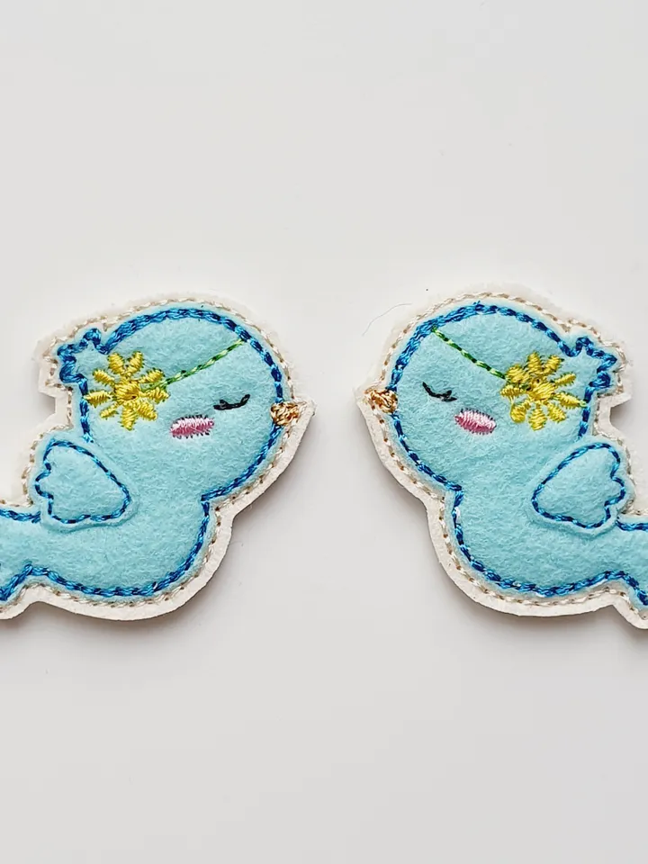 ITH Blue Bird Feltie Embroidery Design Applique, Mini Bird Embellishment Pattern, 4x4 Hoop DIY Craft File