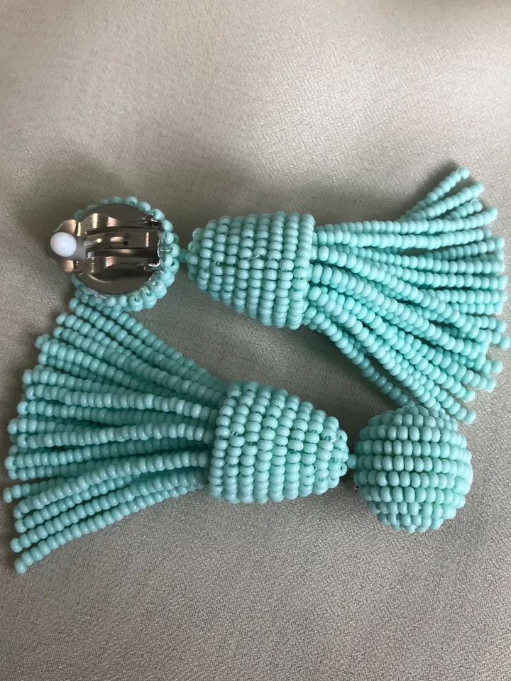 Short Tassel Beaded Earrings clip-on