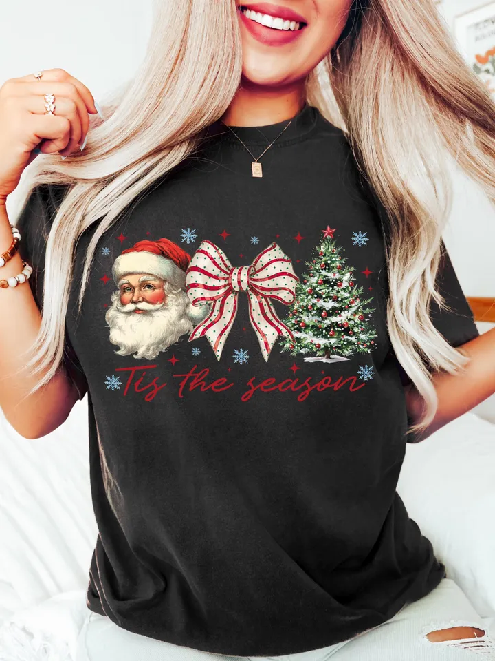 Retro Christmas png, Tis the Season Png, Santa Claus png, Watercolor Christmas png, Christmas sublimation, Merry Christmas, Christmas vibes