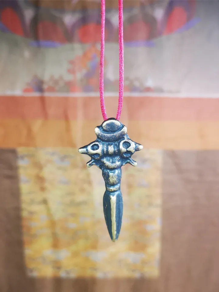 Gandhanra Handmade Tibetan Amulet Necklace,Cross Vajra Phurba,Kila(Dorje Phurba) ,Made of Brass,2.36&quot;