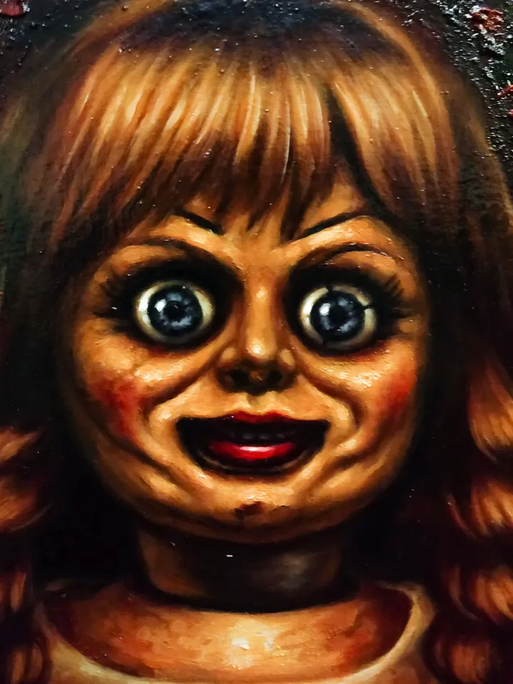 Original Oil painting Annabelle doll horrorart