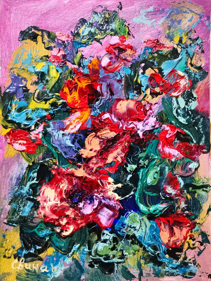 Bright Poppies Impasto Oil Painting Flowers Original Artist Svinar Oksana