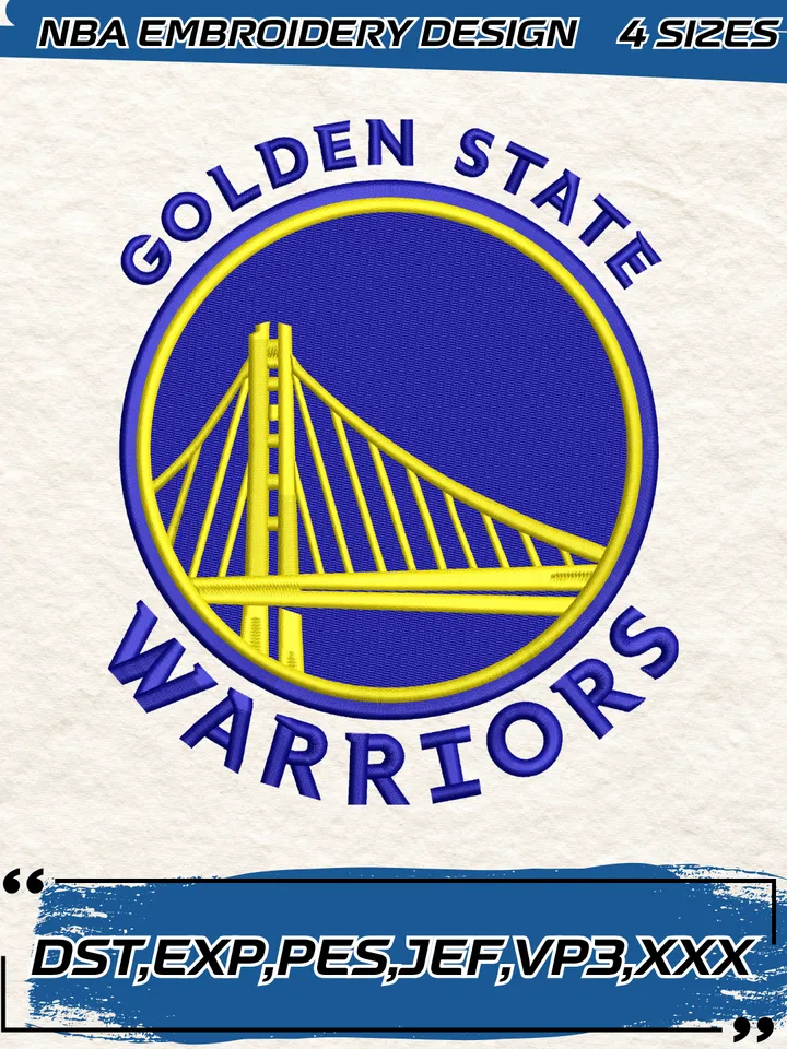 Golden State Warriors Logo Embroidery Designs,NBA Logo Embroidery Files, Machine Embroidery Design File, 4 Sizes,Digital Download