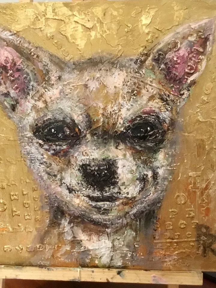 Chihuahua painting on canvas board,original acrylic mix media artwork,funny animals painting,gift for chihuahua lovers