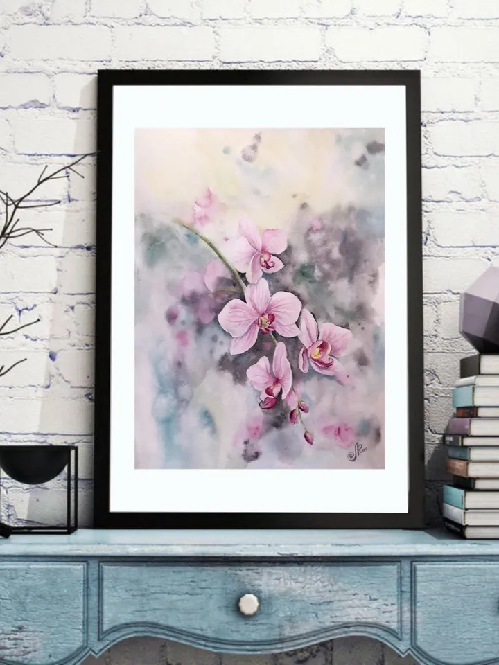 Flowers Original Painting Floral Watercolor Art Orchid Wall Art Blooming Painting