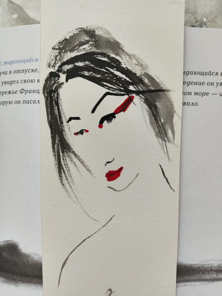 Handpainted bookmark.Original art.Nude