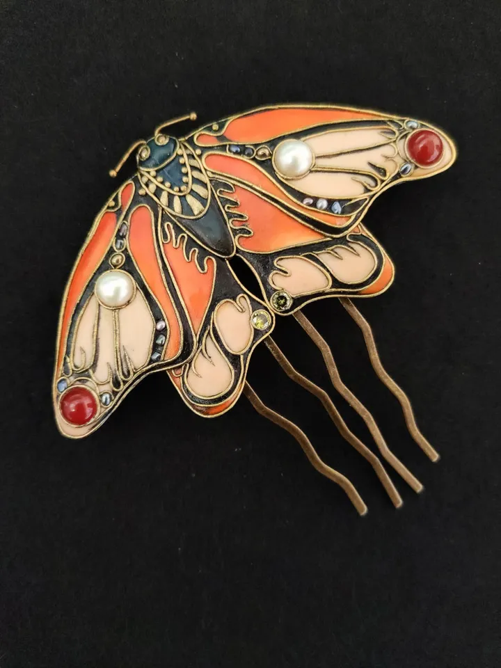 Large Orange Monarch Butterfly pin,Large Butterfly hairpin,summer hairpin