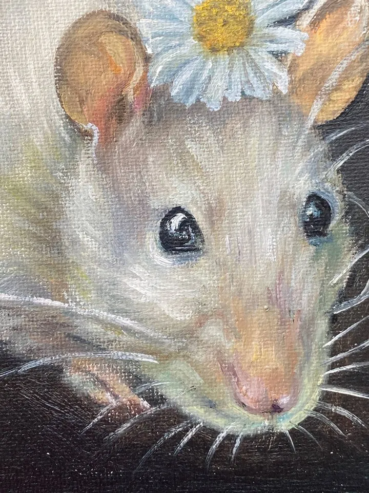 Rat Painting On Canvas Mouse Art Animal Painting Original Oil Painting Canvas Art Victorian Goth Art Antique Wall Art Moody Oil Painting