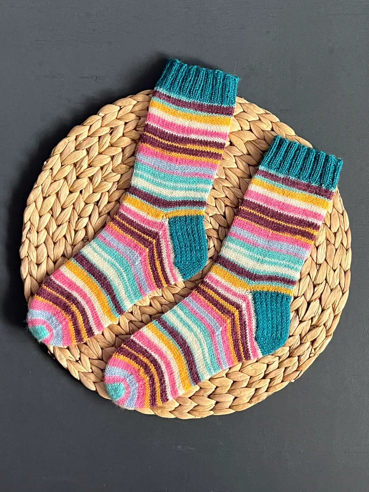 Striped womens warm handmade socks/ Warm knitted accessory