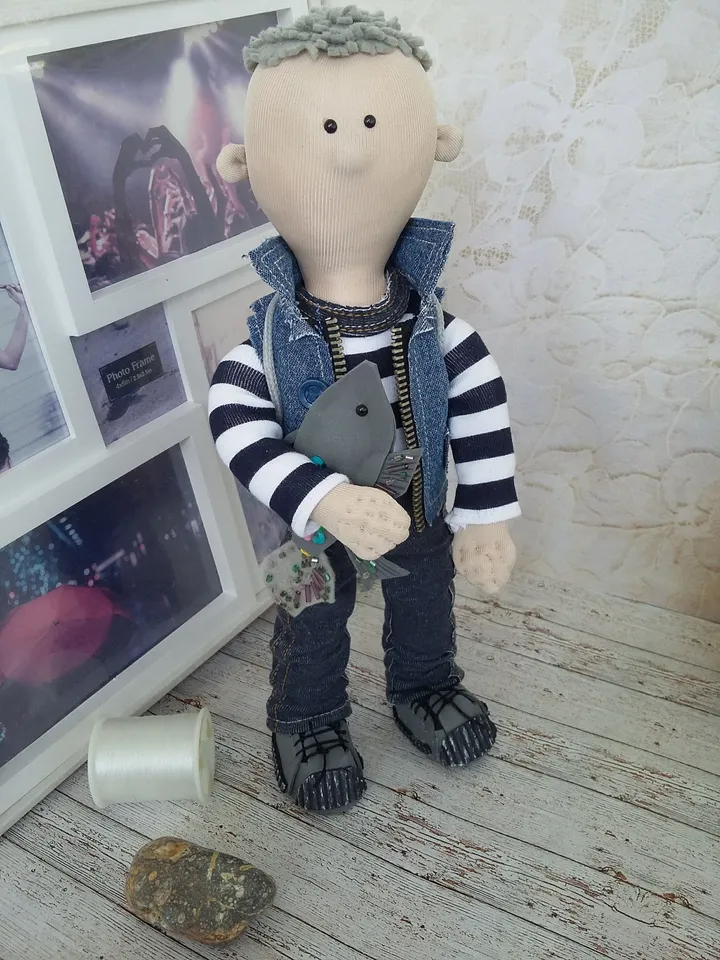doll Boy,superstar,tourist with a backpack,gift for a fisherman,nature lover boss, friend,dad gift from kids,favorite fisherman
