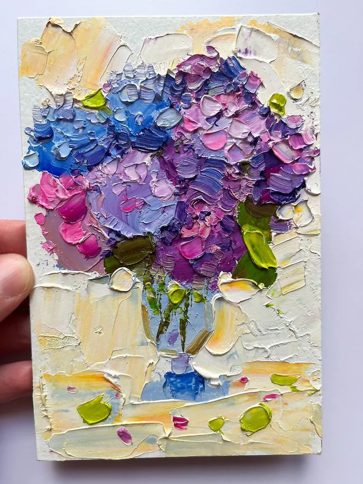 Hydrangea painting Small Original Painting Flower Art
