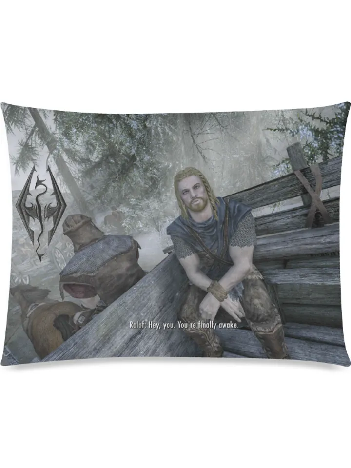 Skyrim Pillow Case Hey You Youre Finally Awake