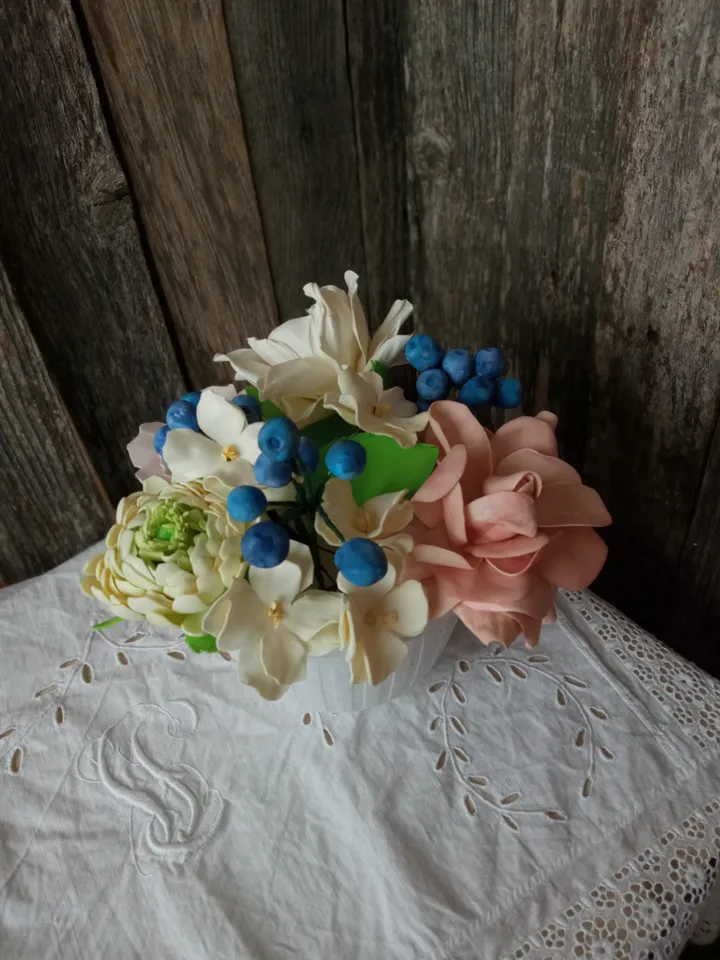 Exquisite Handmade Flower and Berry Mix Bouquet. Gift for her. Birthday present. Home decor. Indoor spaces