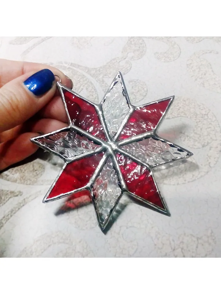 Christmas decorations, snowflake suncatcher, christmas tree star, new year tree toy, hygge christmas