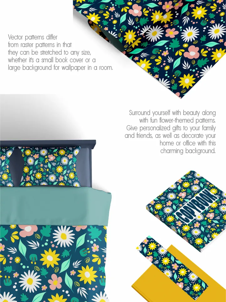 Pattern of hand-drawn flowers