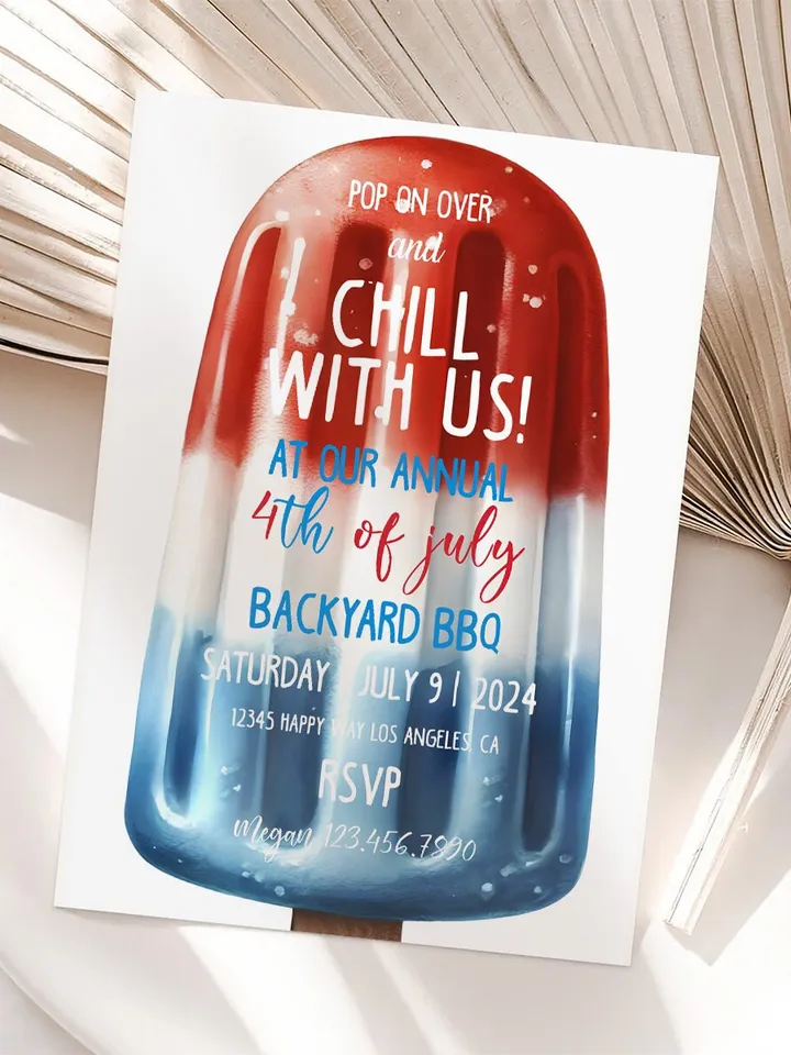 4th of July Party Invitation Template, Printable Fourth of July BBQ Invitation, BBQ Invitation, Editable Patriotic Instant Download