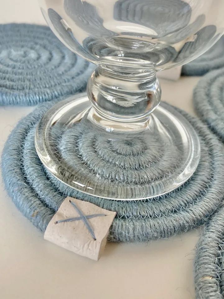 Light blue coaster Rope coaster Set of 5 jute coasters