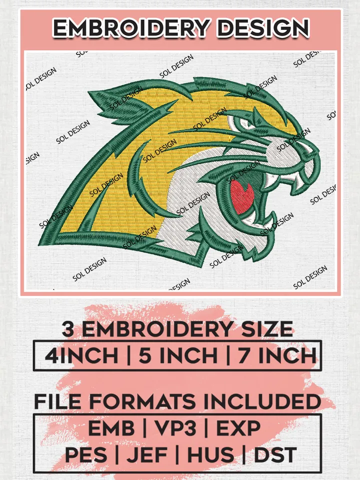 Northern Michigan Wildcats Team Head Mascot Logo Embroidery Design Files, NCAA Northern Michigan Wildcats Machine Embroidery, NCAA Teams, 3 sizes, NCAA Machine embroidery designs, Digital Download