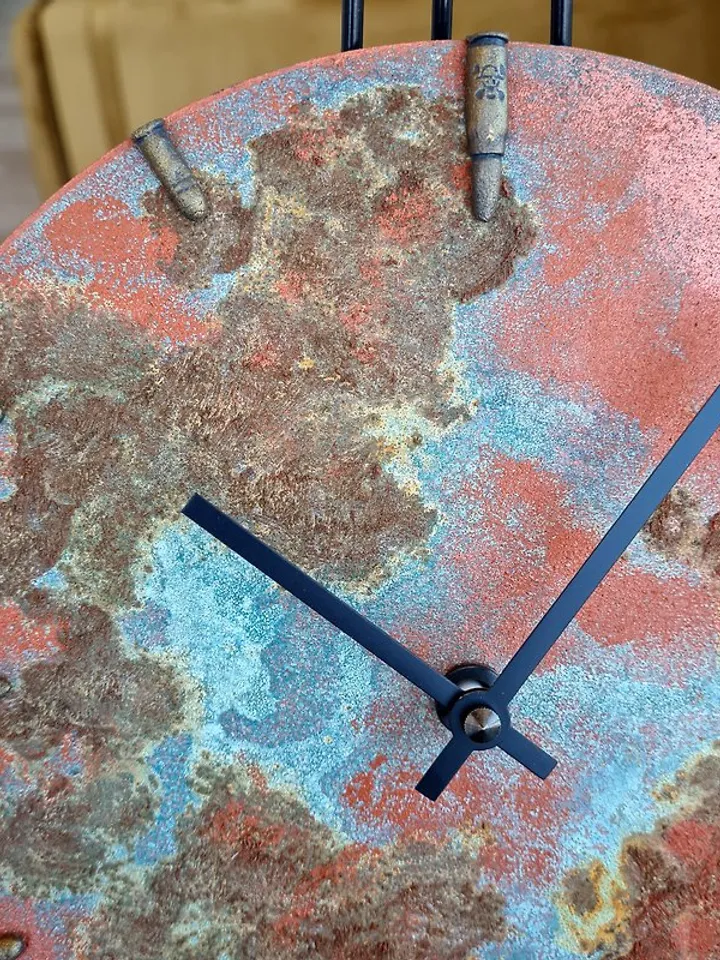 Rusty retro wall clock Art wall clock Unique hand painted clock  Silent clock