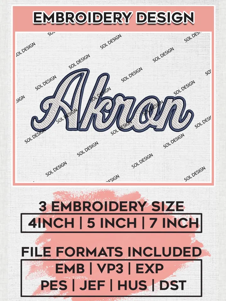 Akron Zips Logo Machine Embroidery Design, NCAA Akron Zips Embroidery Design Design files, NCAA Embroidery Designs, NCAA Machine Embroidery Designs, Digital Download