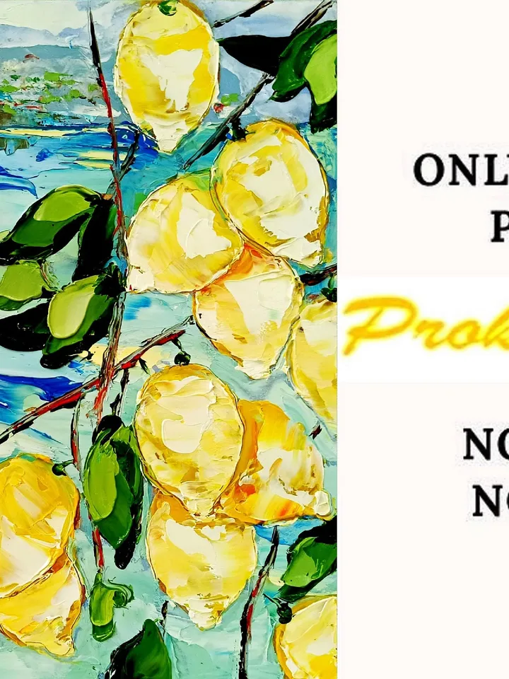 Lemon Painting Italy Seascape Original Art Impasto Oil Painting Coastal Painting Painting Amalfi Art Italy Painting by ArtProkopaloSv
