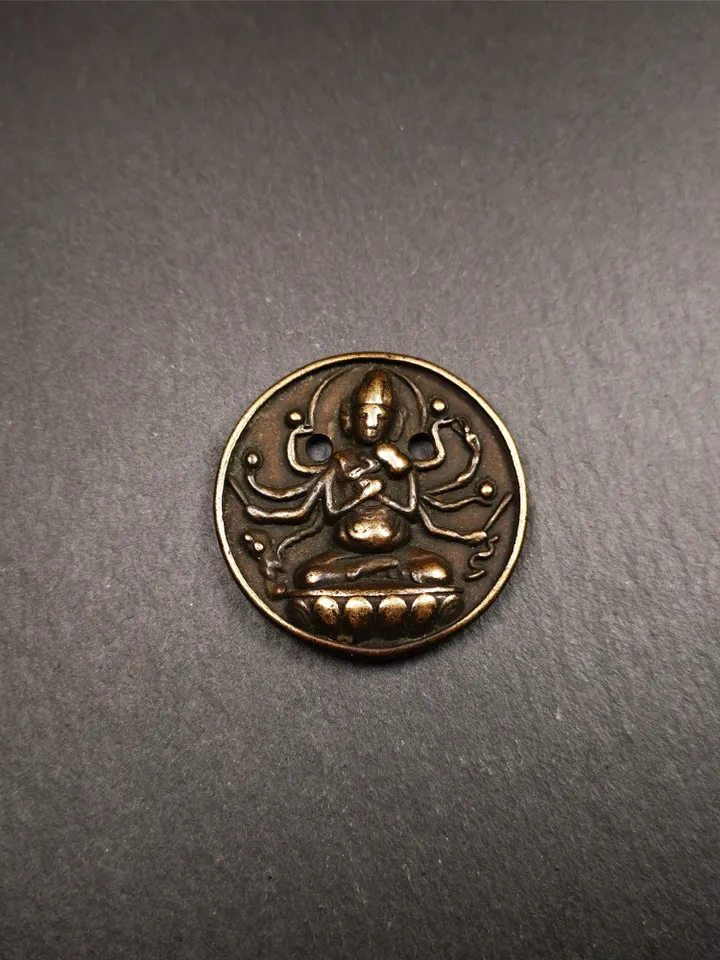 Gandhanra Old Tibetan Buddha Statue Pendant,Usnisa Vijaya,Victory Dharani,1.4"
