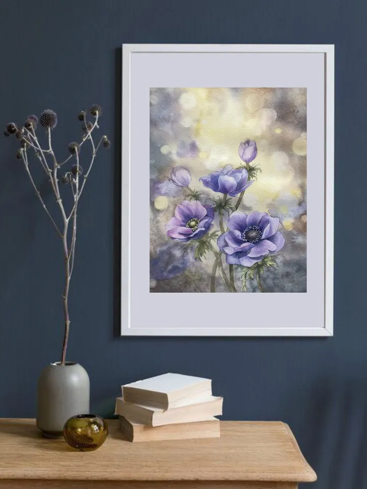 Flowers Original Painting Anemones Painting Floral Watercolor Wall Art
