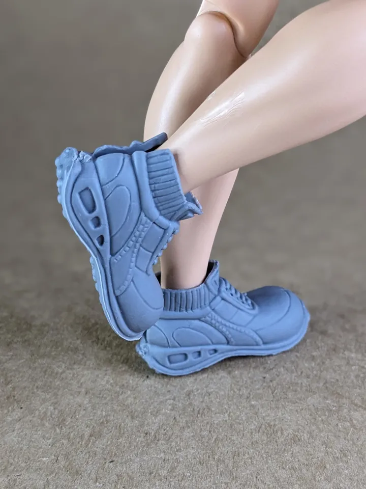 Gray lace-up boots for wide feet for 1/6 scale male dolls