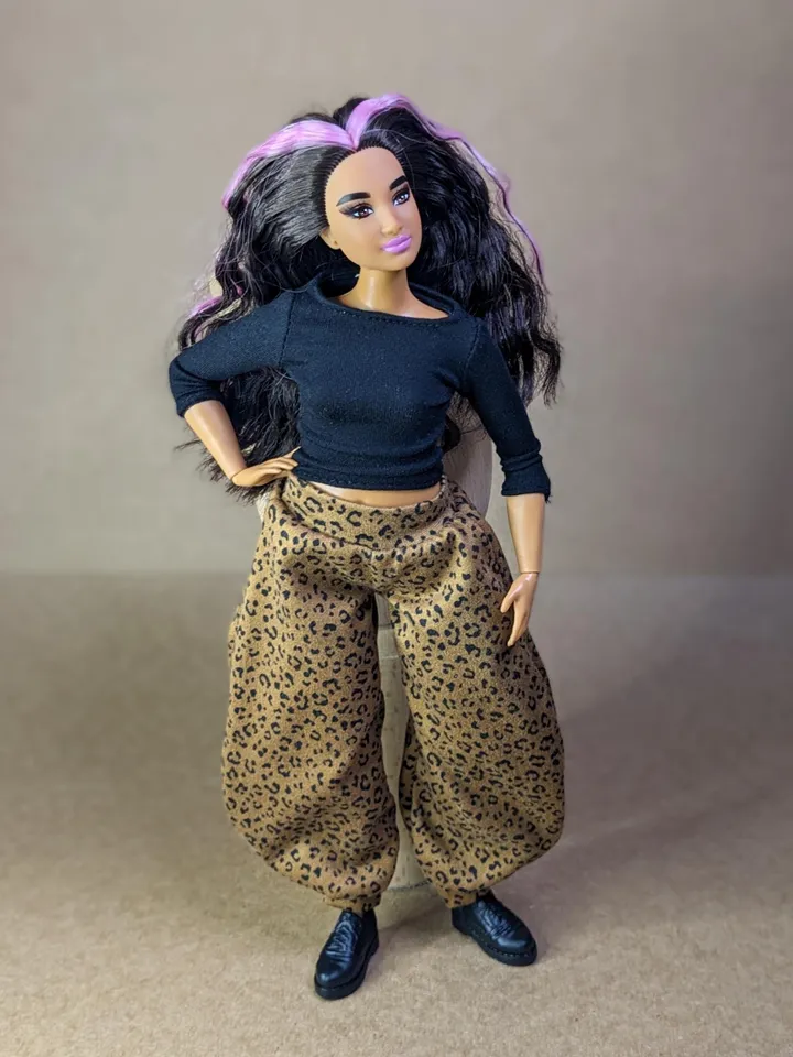 Handmade leopard printed hippie pants for 1/6 scale fashion female dolls