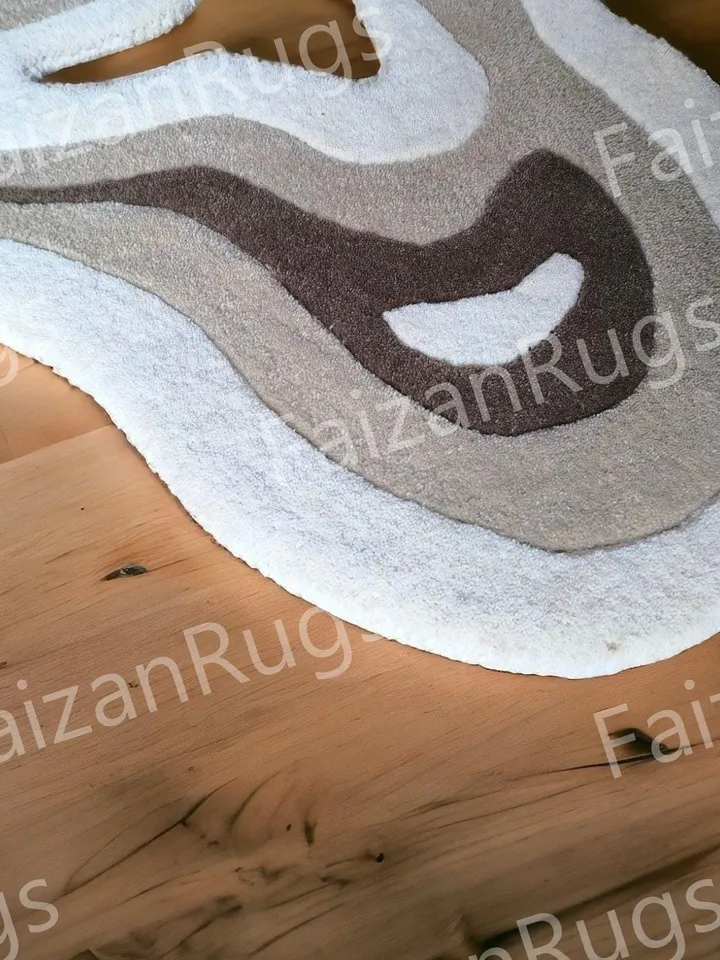 Irregular Amoeba Shaped Rug Hand-Tufted 100% Wool Handmade Area Rug Carpet for Home, Bedroom, Living Room, Kids Room, Custom Rug Also