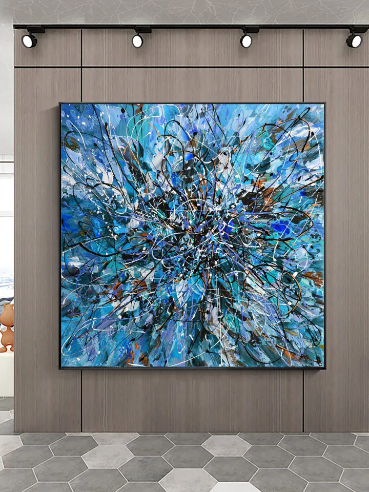 Original Abstract Acrylic Painting on Canvas, Large Wall Art, Boho Decor, Bule Painting, Modern Art, Office or Living room Decor, Home Decor